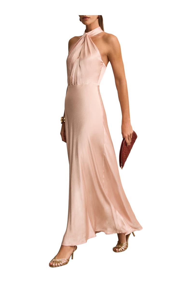 MINT VELVET Satin Halter Maxi Dress, Alternate, color, Light Pink