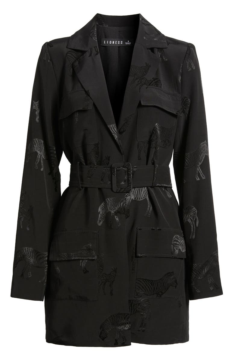 LIONESS Steinway Belted Long Sleeve Blazer Minidress, Alternate, color, Black