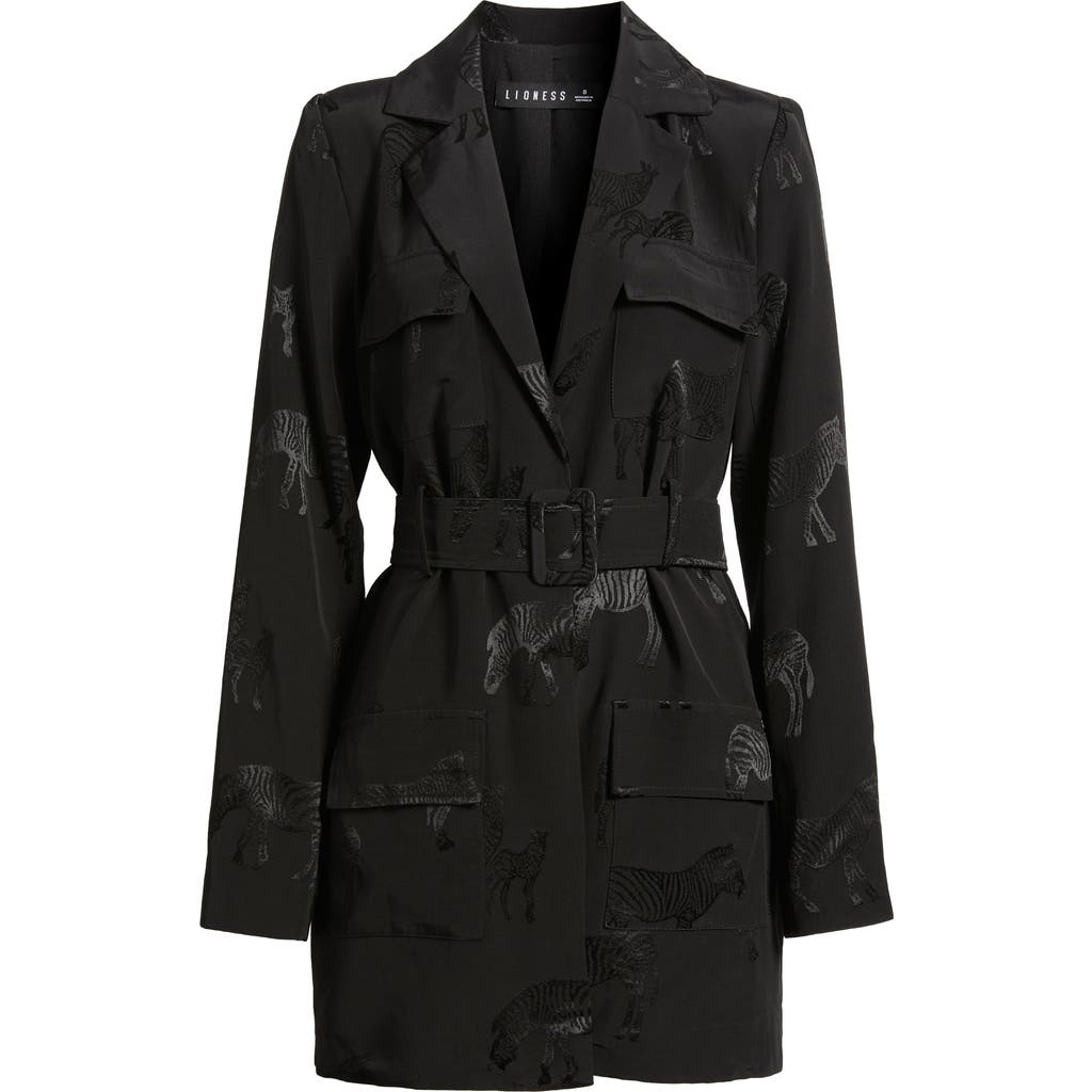 Lioness Steinway Belted Long Sleeve Blazer Minidress In Black