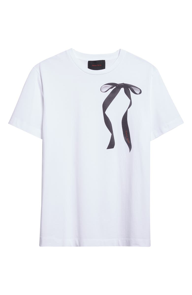 Simone Rocha Ribbon Bow Tail Trompe l'Oeil Graphic T-Shirt, Alternate, color, White/ Black