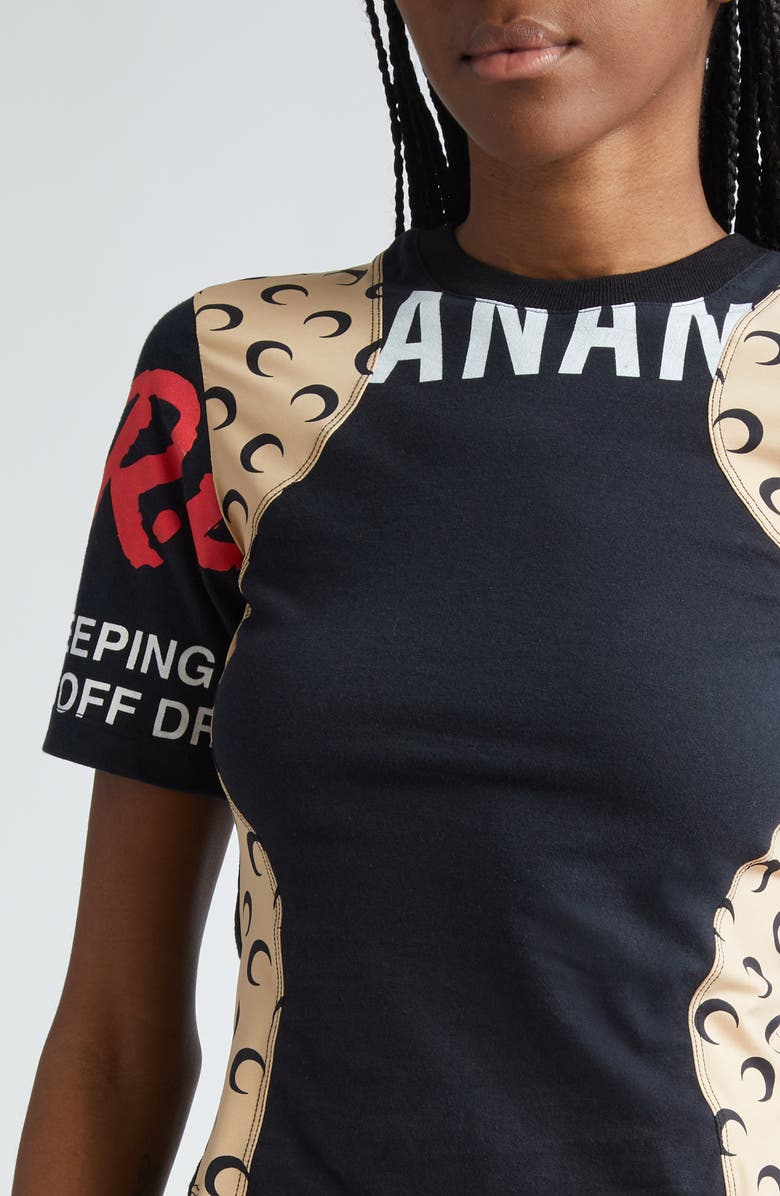 Marine Serre Paneled Cotton Graphic T-Shirt, Alternate, color,