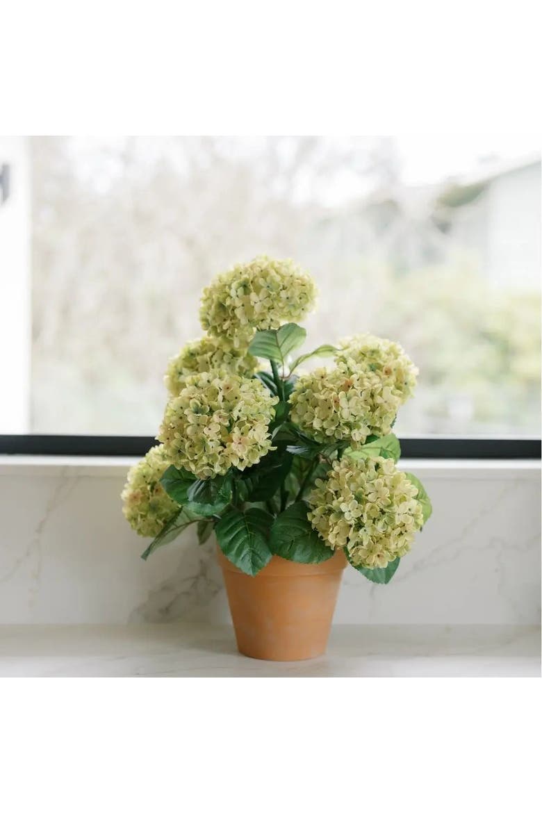 23" Artificial Light Green Potted Hydrangea Plant, Alternate, color, Light Green