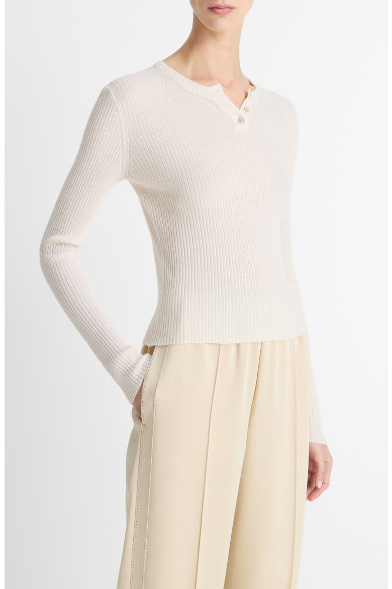 Cashmere & Silk Fitted Rib Henley, Alternate, color, 101OWH-OFF WHITE