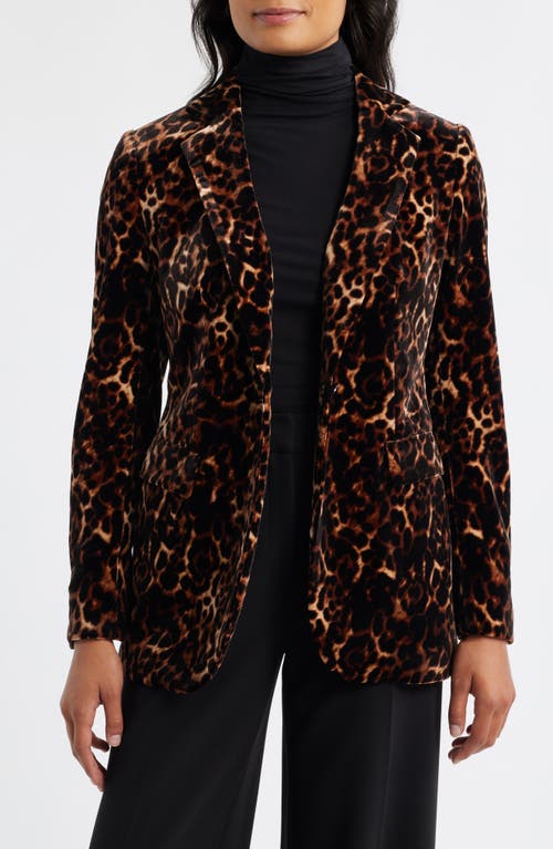 Anne Klein Print One-button Blazer In Brown