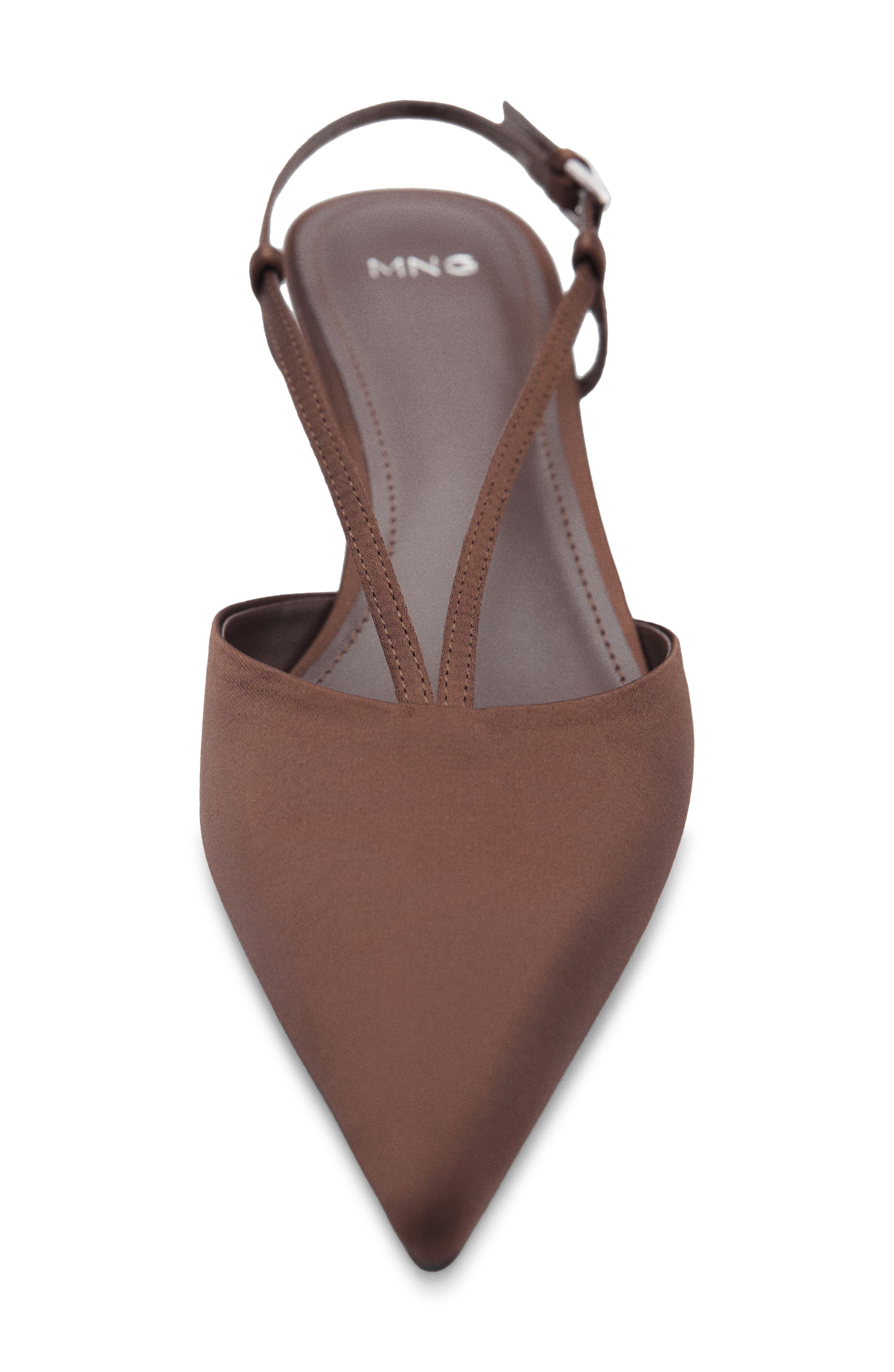 MANGO Kitten Heel Pointed Toe Slingback Pump, Alternate, color, Chocolate