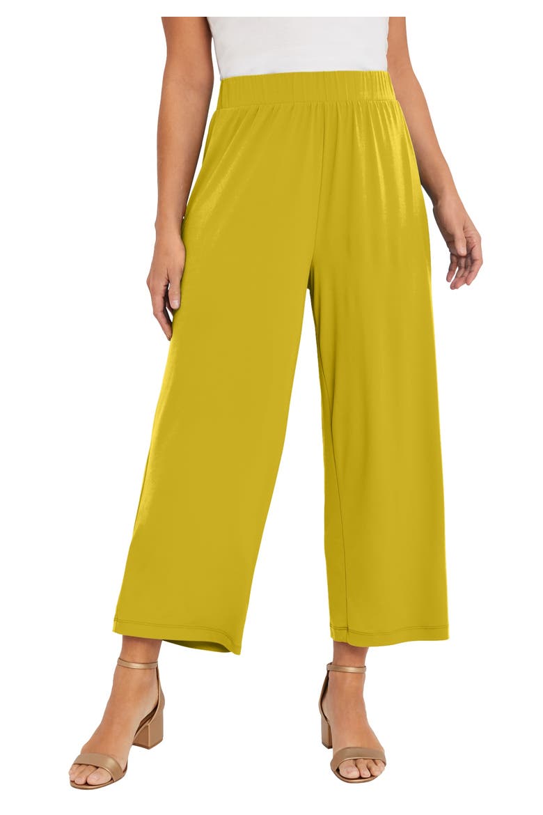Stretch Knit Wide Leg Crop Pant, Main, color, GOLDEN CITRUS