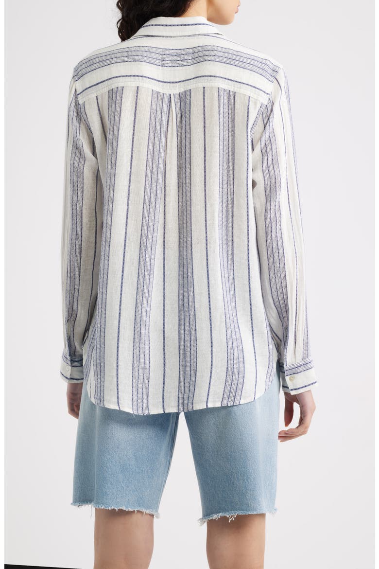 Charli Stripe Linen Blend Button-Up Shirt, Alternate, color, SALINO STRIPE