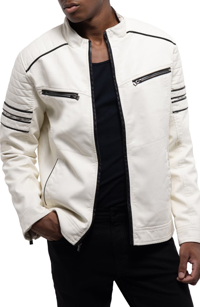 XRAY Faux Shearling Lined Faux Fur Moto Jacket, Main, color,