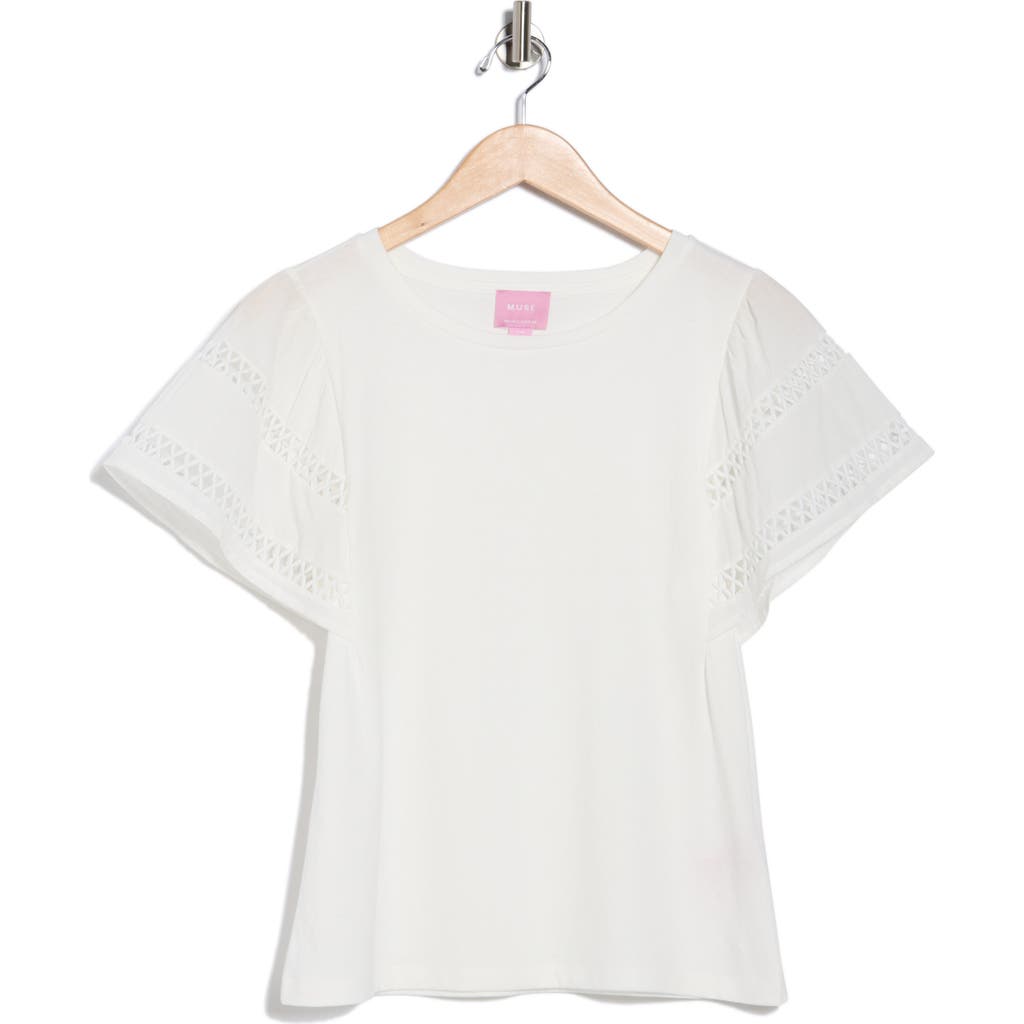 Muse Flutter Sleeve Cotton Top In White