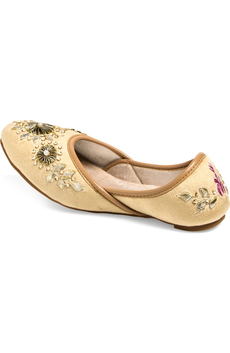 FUCHSIA Whistledown Embroidered Jutti Flat, Alternate, color, Gold