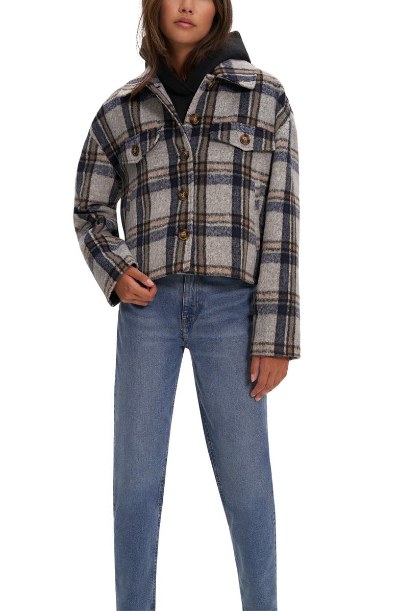 Noize Plaid Crop Shacket, Alternate, color, Italian Clay