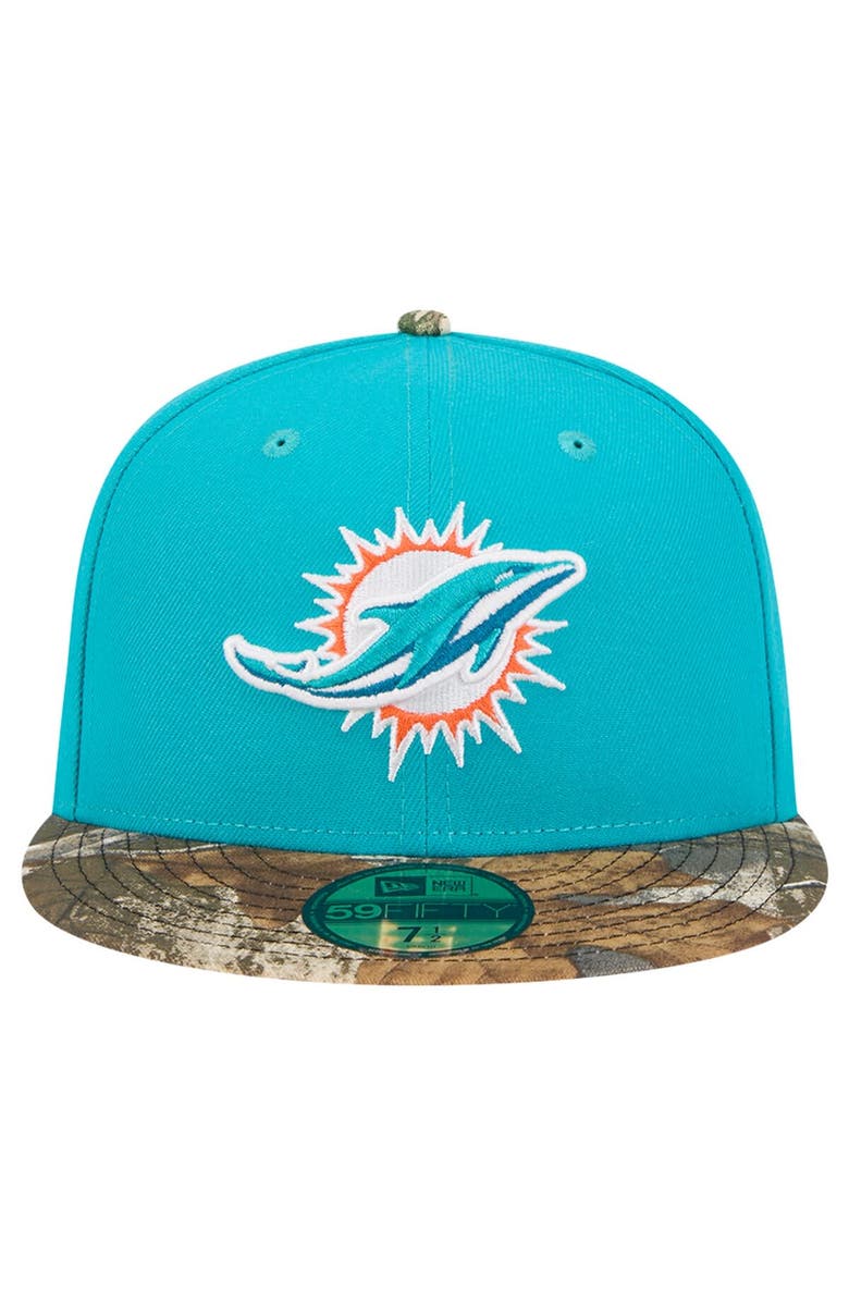 New Era Men's New Era Aqua Miami Dolphins Active Two-Tone Camo 59FIFTY Fitted Hat, Alternate, color, Aqua
