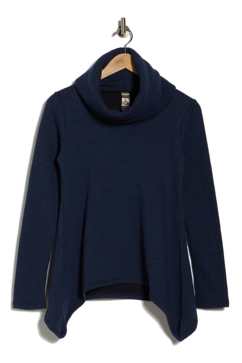 Turtleneck Asymmetric Sweater, Alternate, color, BLUE SPLASH