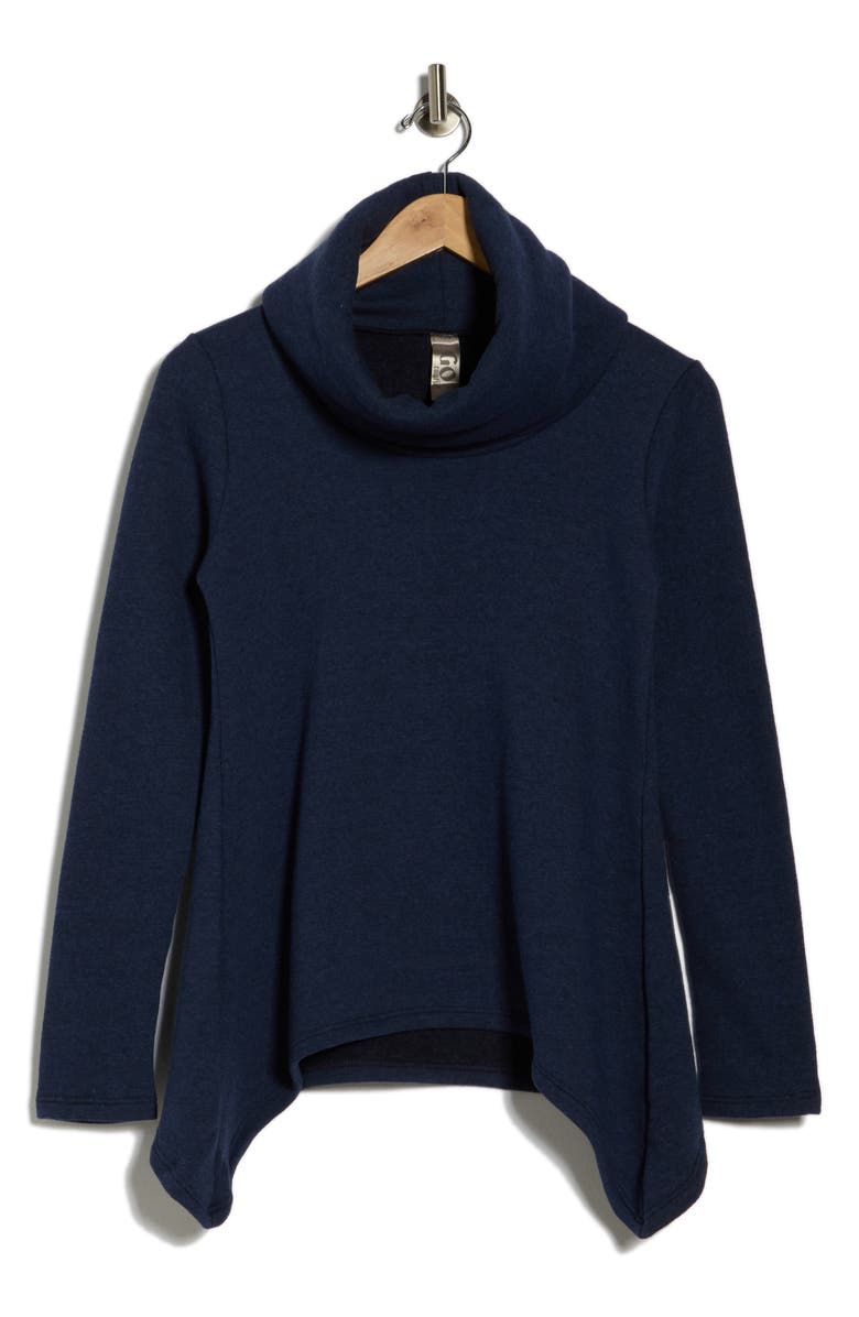 GO COUTURE Turtleneck Asymmetric Sweater, Main, color, Blue Splash