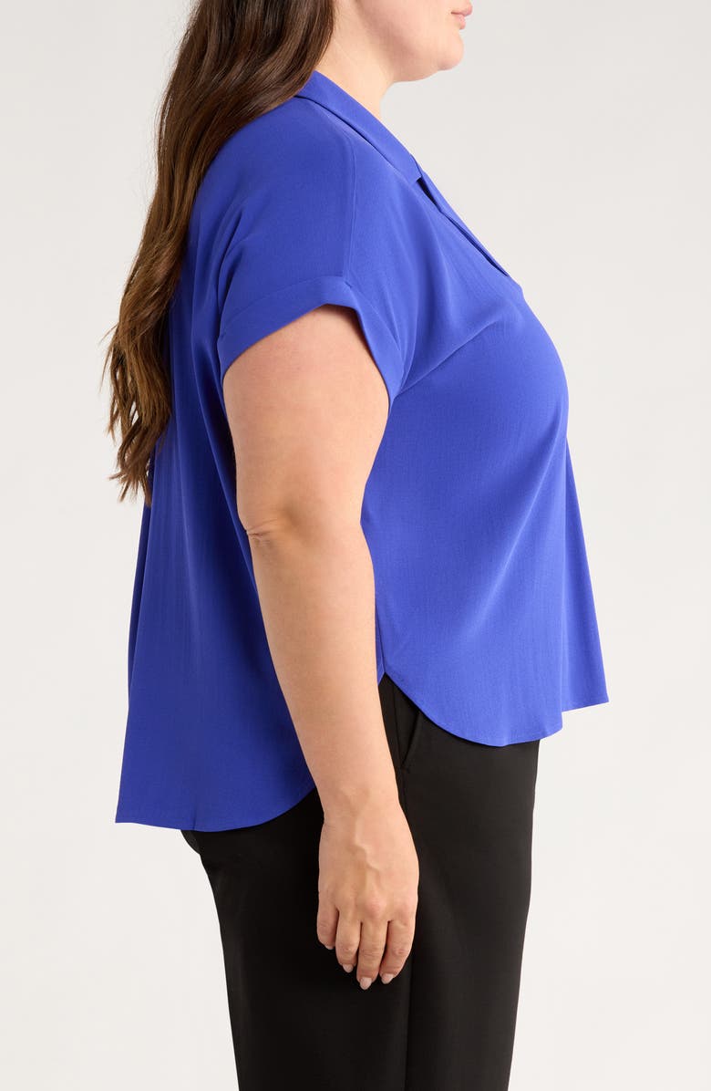 Eileen Fisher Roll Cuff Woven Silk Shirt, Alternate, color, Royal