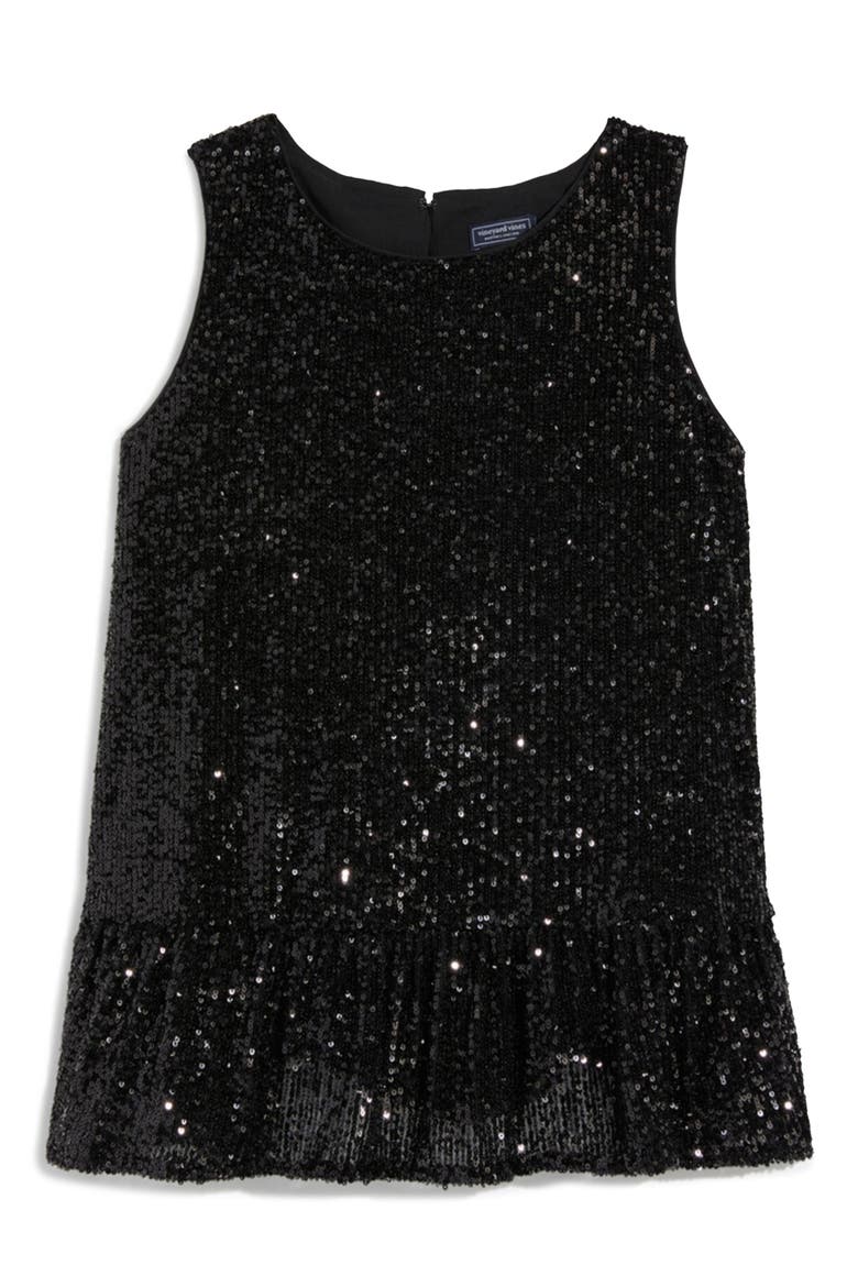 Sequin Peplum Top, Alternate, color, JET BLACK