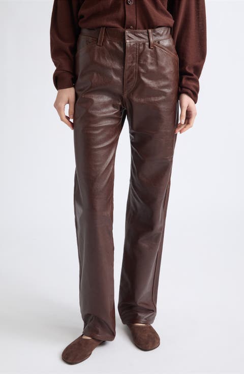 Straight Leg Leather Pants