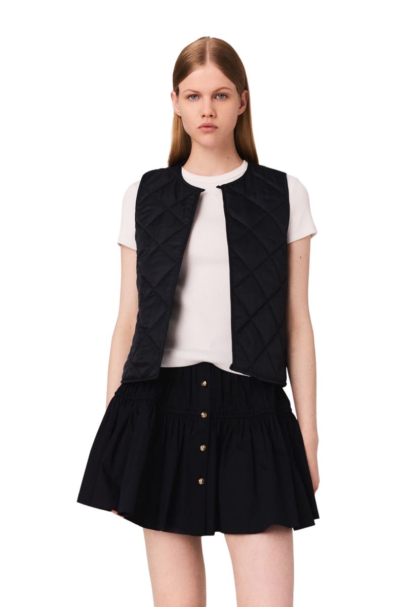 maje Cropped velvet collar jacket, Alternate, color, Navy