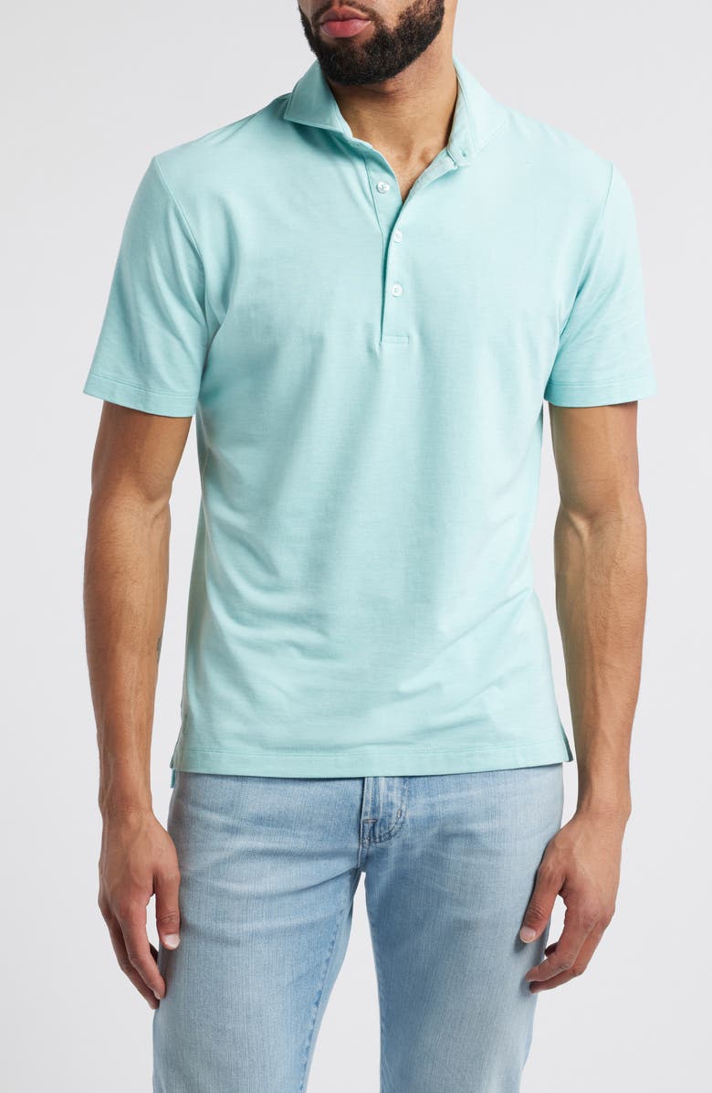 johnnie-O Idris Top Shelf Heathered Polo, Main, color, Green Grass
