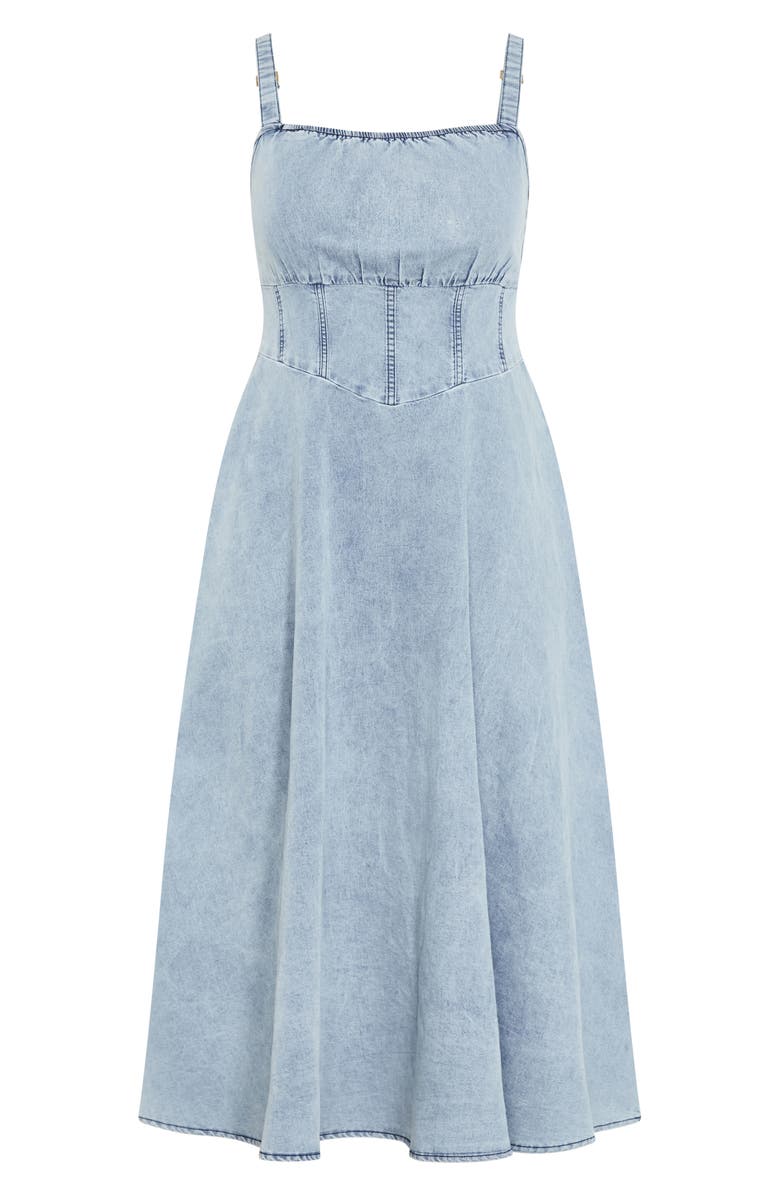 City Chic Corset Denim Sundress, Alternate, color,