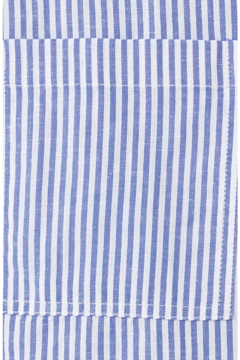 Stripe Short Sleeve Cotton & Linen Button-Up Shirt, Alternate, color, SKY BLUE