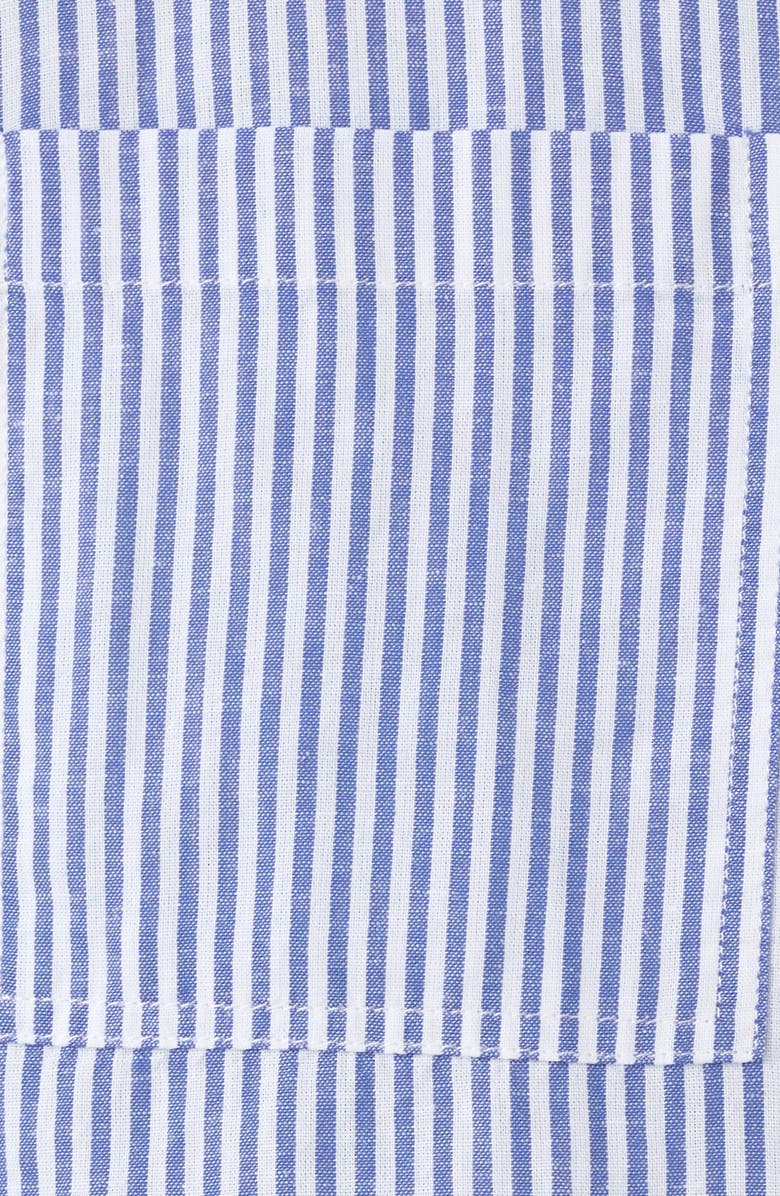 MANGO Stripe Short Sleeve Cotton & Linen Button-Up Shirt, Alternate, color,