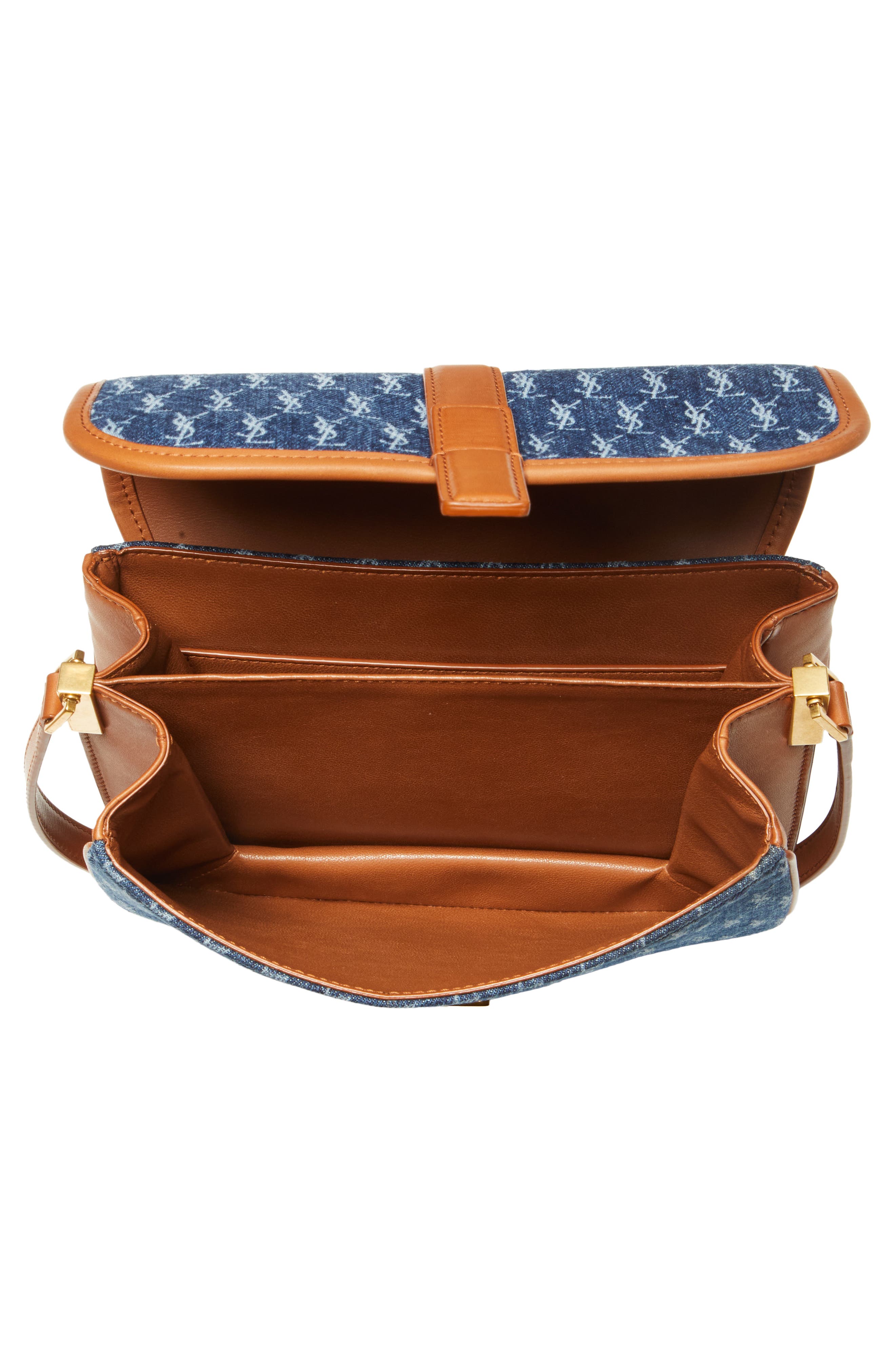 Saint Laurent Small Le Monogramme Denim Shoulder Bag, Alternate, color, 