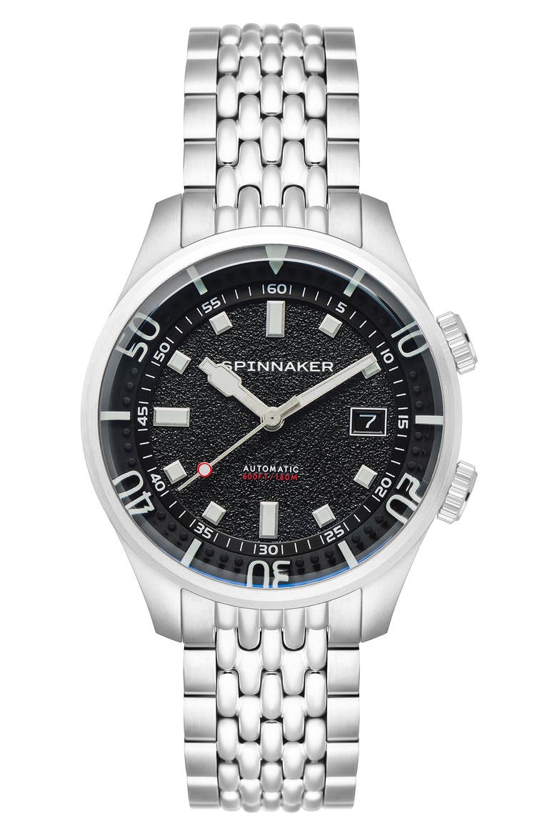 Bradner Automatic Bracelet Watch, 42mm, Main, color, BLACK