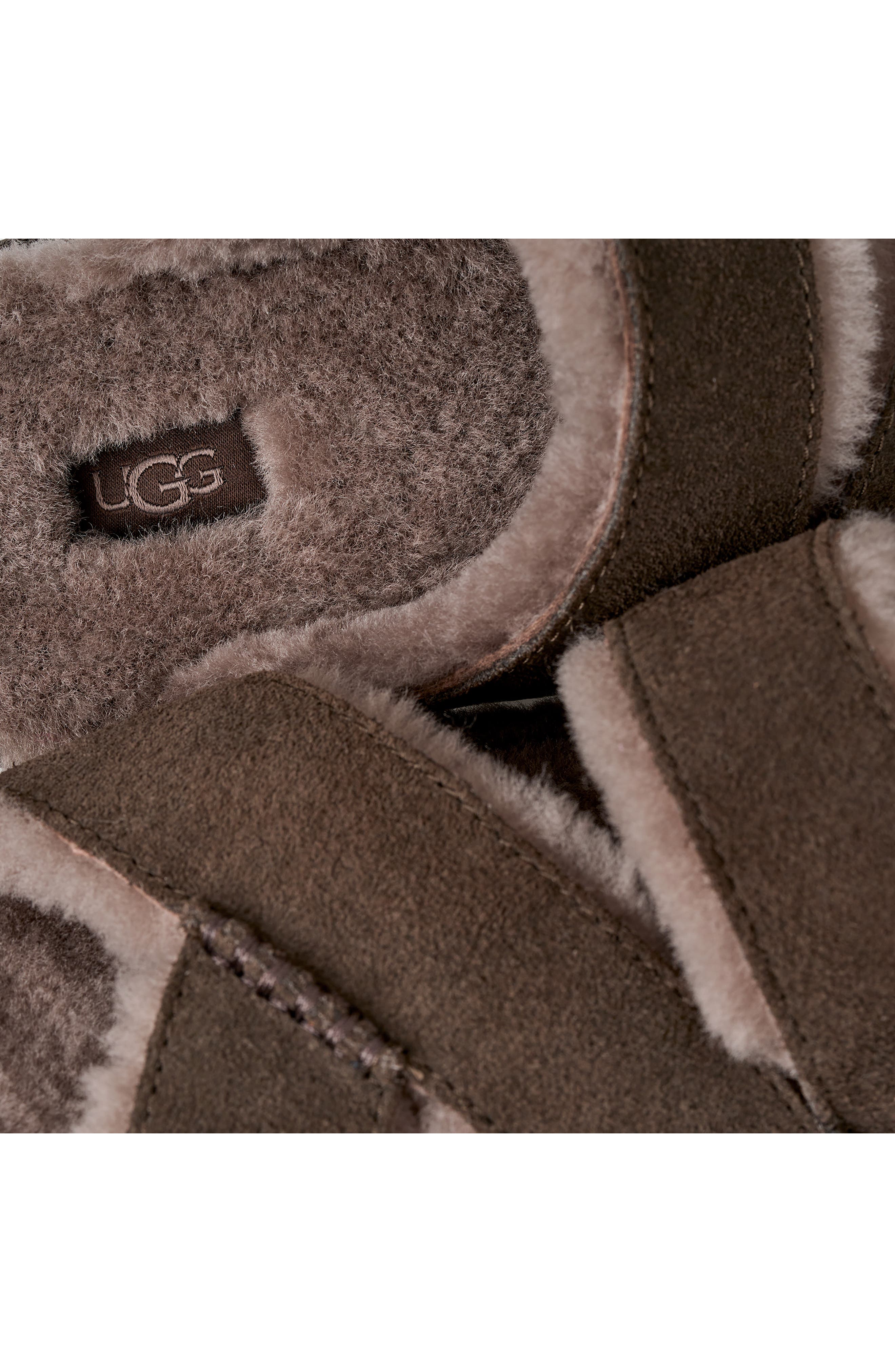 UGG<sup>®</sup> Greenport Genuine Shearling Lined Cross Strap Slide Sandal, Alternate, color, Dense Smoke