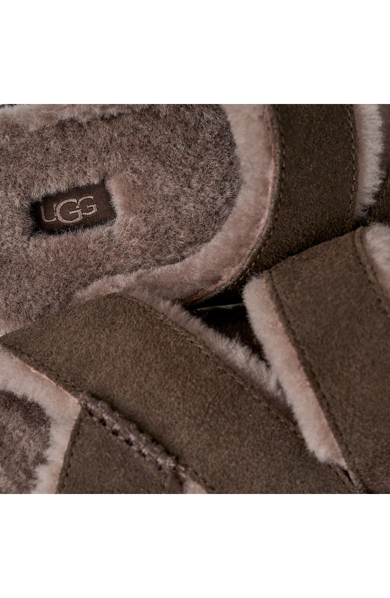 UGG<sup>®</sup> Greenport Genuine Shearling Lined Cross Strap Slide Sandal, Alternate, color, Dense Smoke