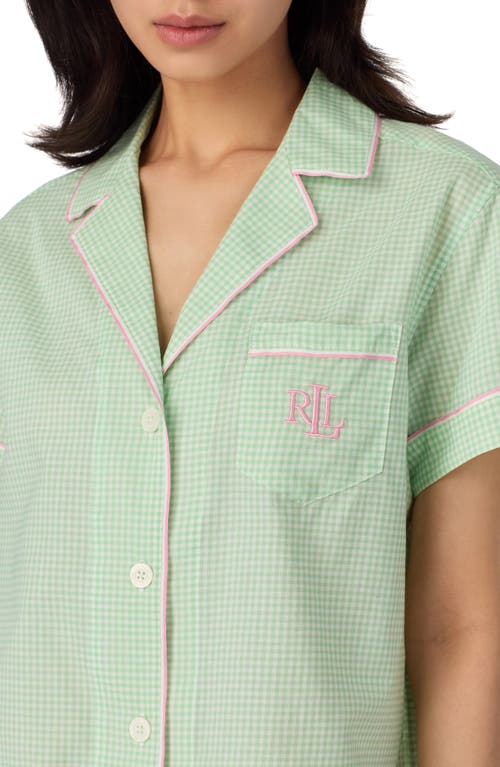 Ralph Lauren Lauren Print Cotton Blend Short Pajamas In Green Check