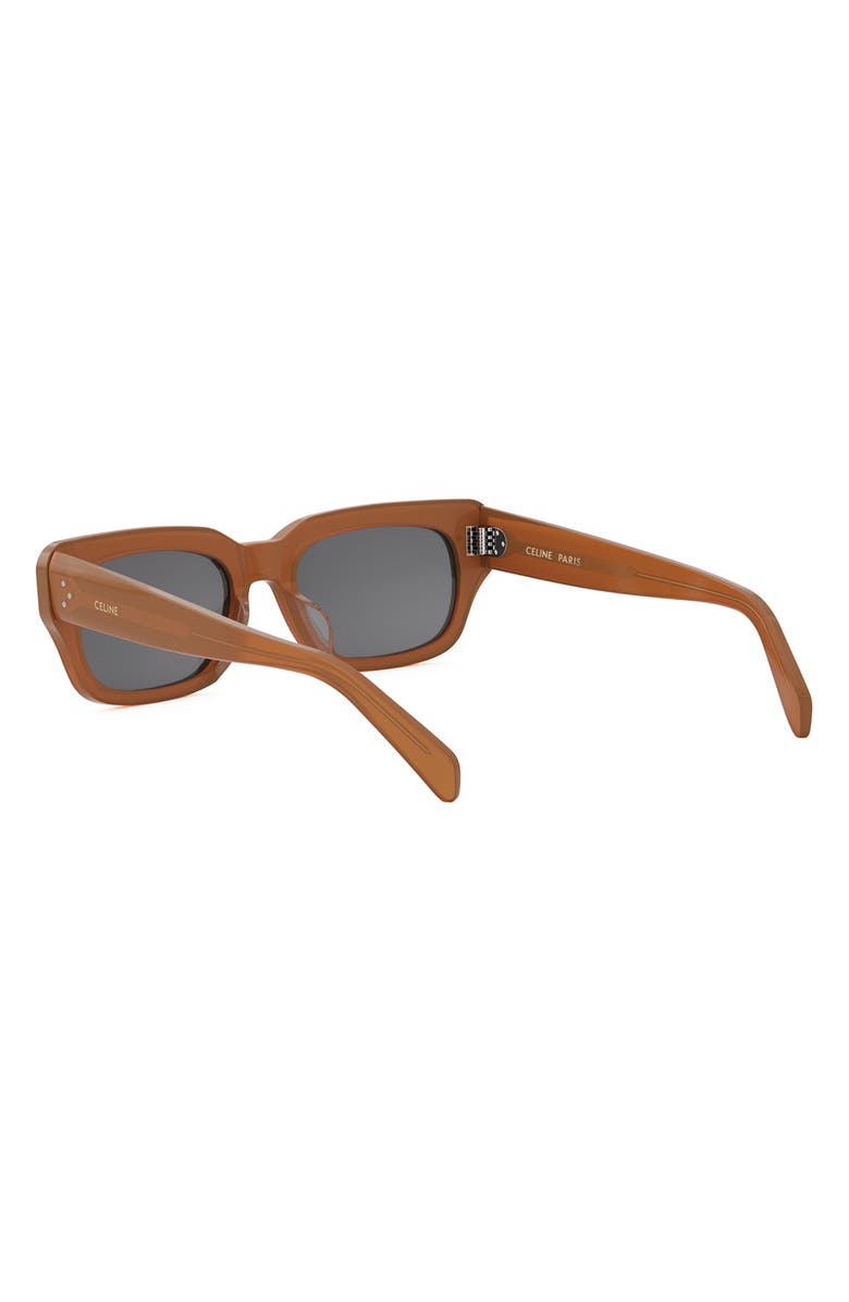 CELINE Bold 3 Dots 54mm Rectangular Sunglasses, Alternate, color, Shiny Light Brown / Smoke