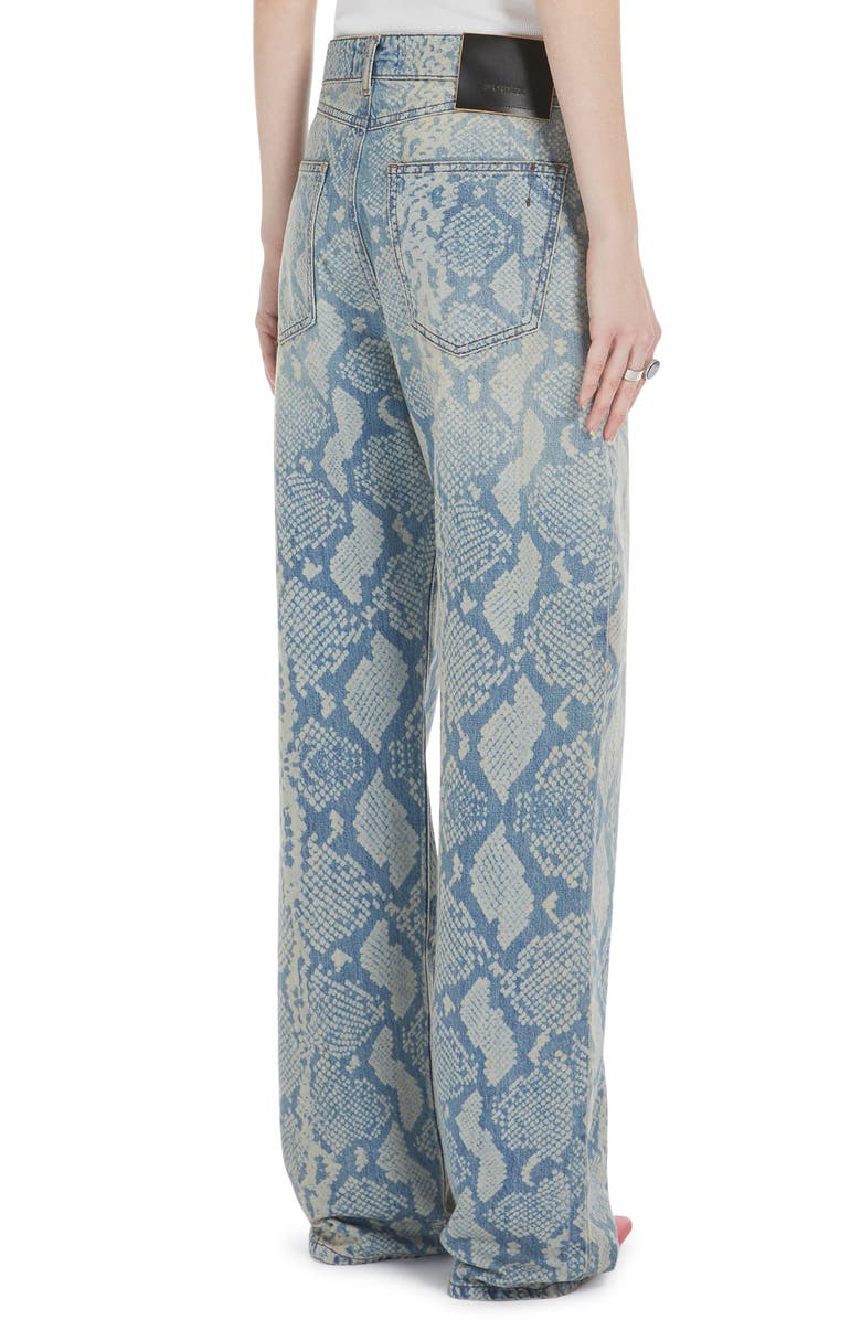 SPORTMAX Python Print Denim Wide Leg Jeans, Alternate, color, Midnight Blue