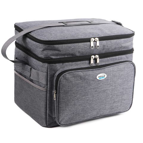 30 Can Insulated Cooler Bag in Gray with Hard Liner