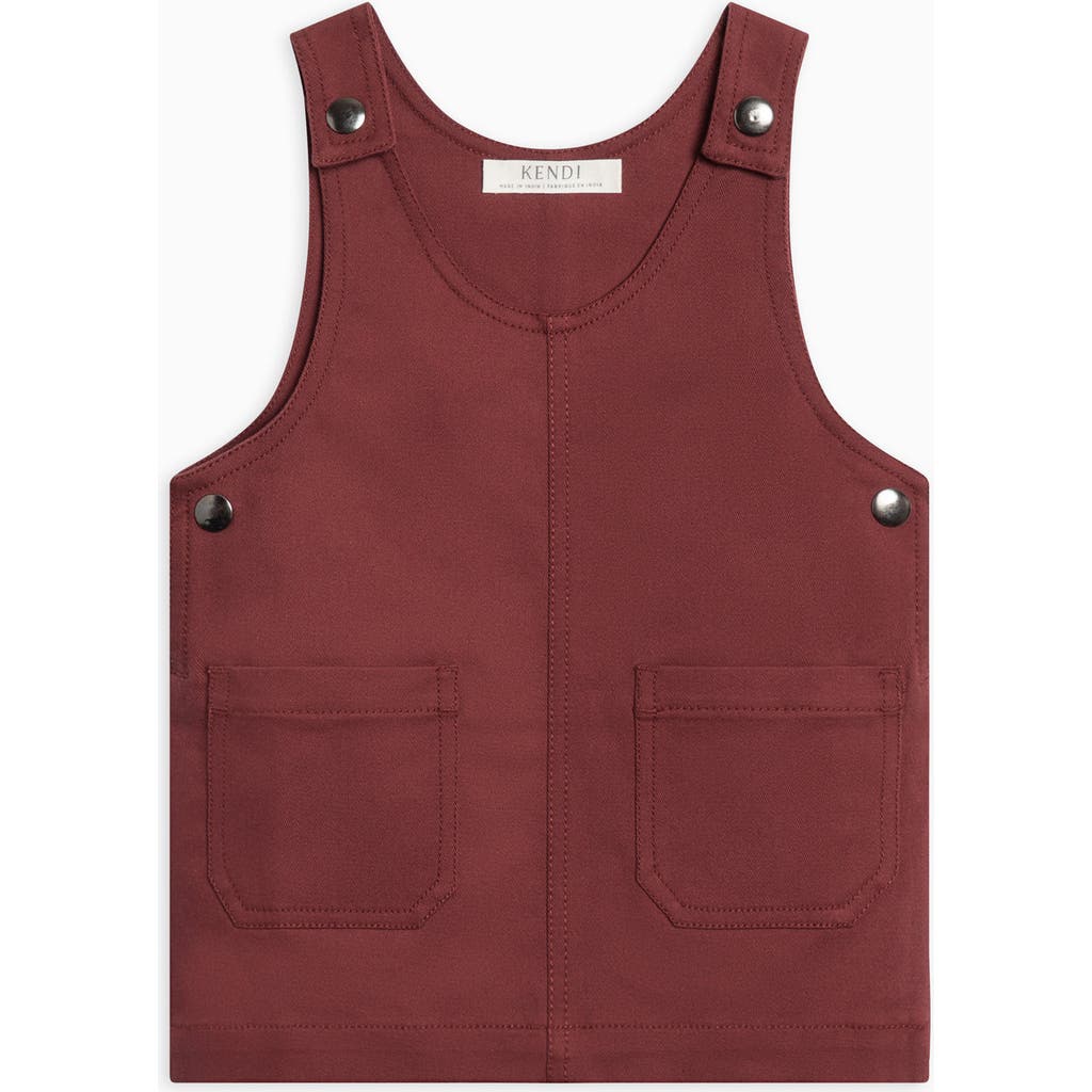 Kendi Kids' Alma Twill Jumper Dress In Red