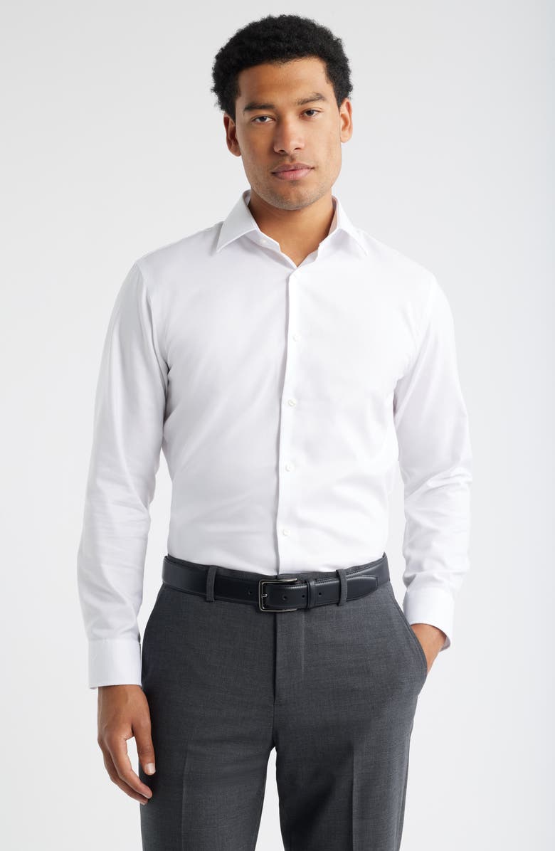 Nordstrom Trim Fit Royal Oxford Dress Shirt, Main, color, White Royal Oxford