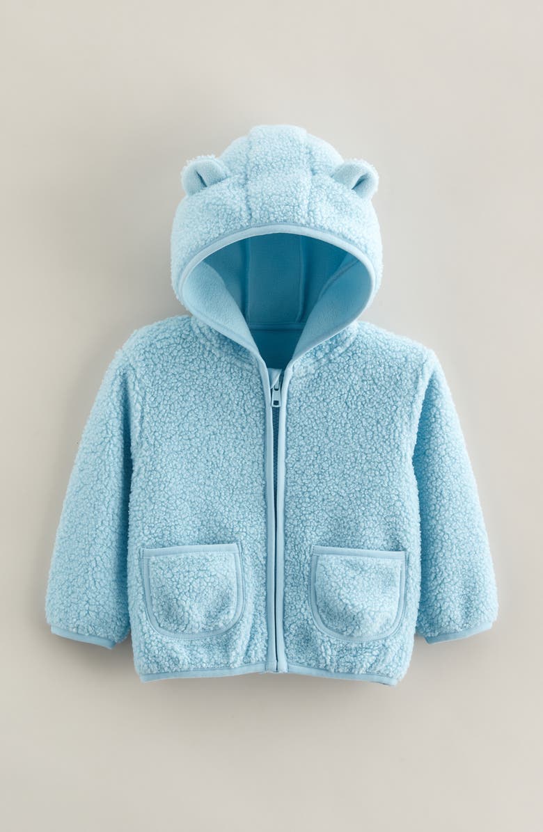 Tucker + Tate Cozy Hooded Faux Shearling Jacket, Main, color, Blue Crystal