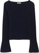 Madewell Boat Neck Flare Sleeve Wool & Silk Sweater