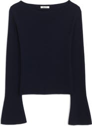 Madewell Boat Neck Flare Sleeve Wool & Silk Sweater
