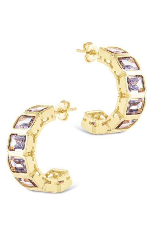 Sterling Forever Nyssa Baguette Cubic Zirconia Hoop Earrings