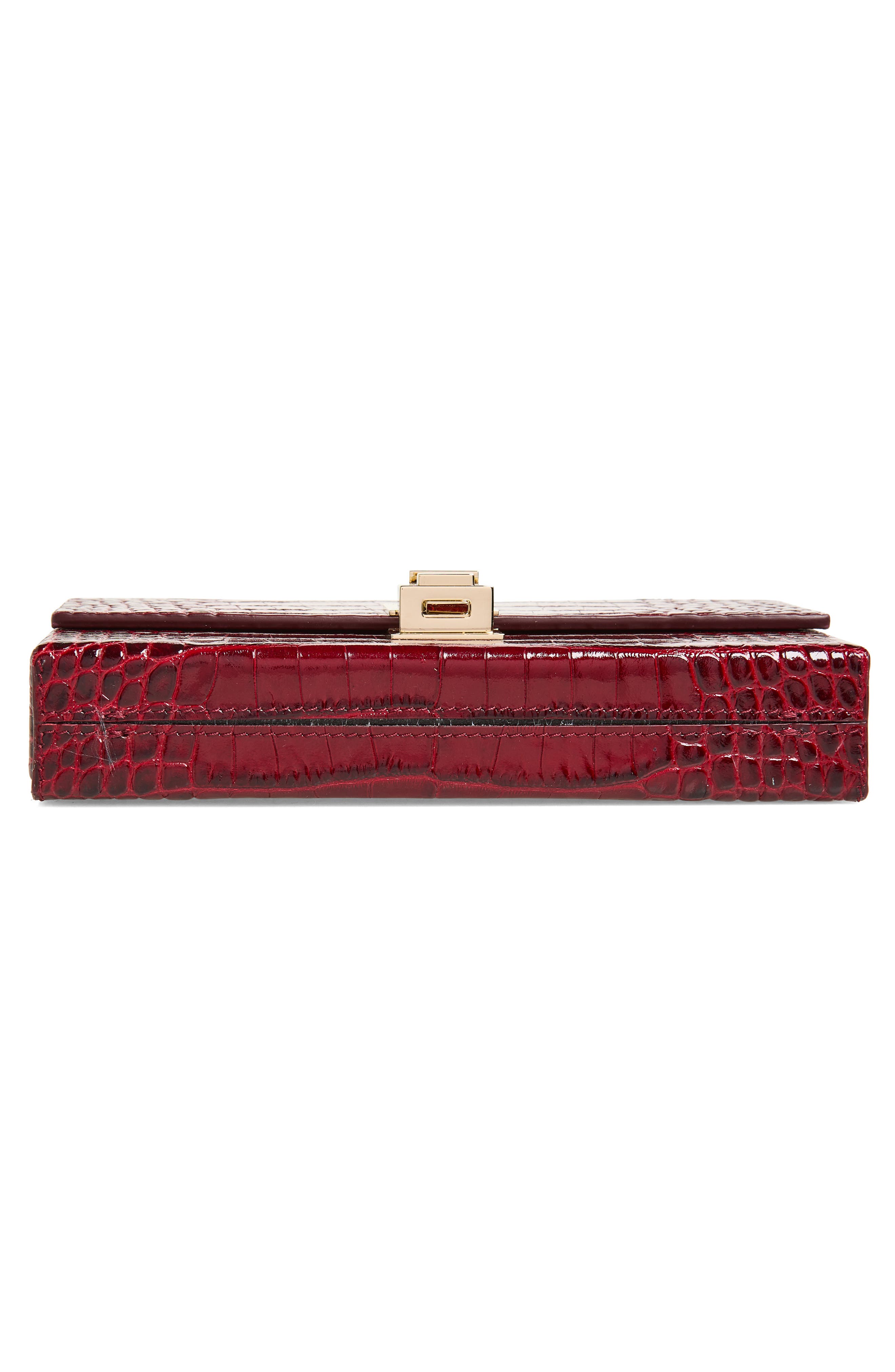 TOM FORD T Latch East/West Croc Embossed Leather Clutch, Alternate, color, Ruby Red