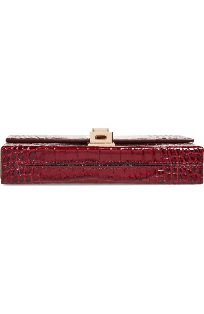 TOM FORD T Latch East/West Croc Embossed Leather Clutch, Alternate, color, Ruby Red