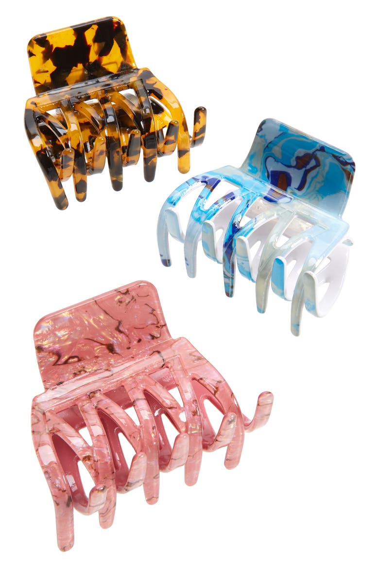 Assorted 3-Pack Jaw Hair Clips, Main, color, BLUE/ PINK/ TORT