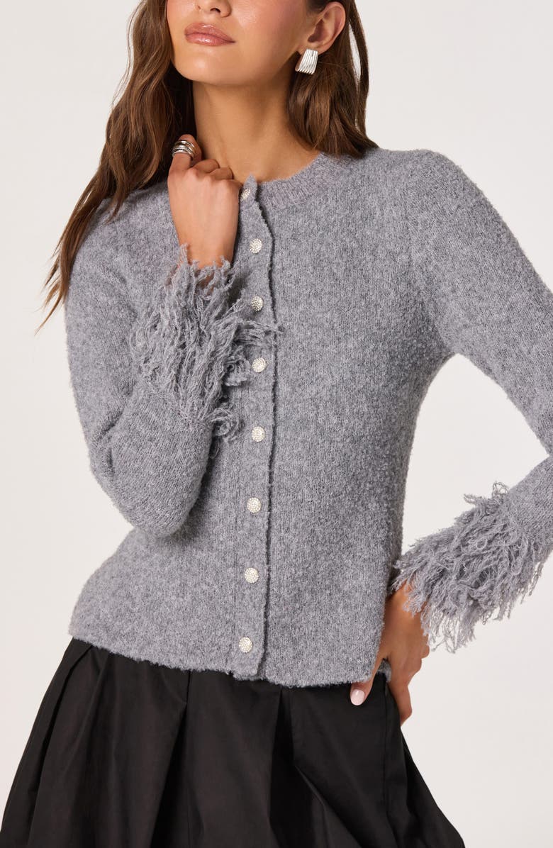 ASTR the Label Fringe Sleeve Cardigan, Alternate, color, Grey