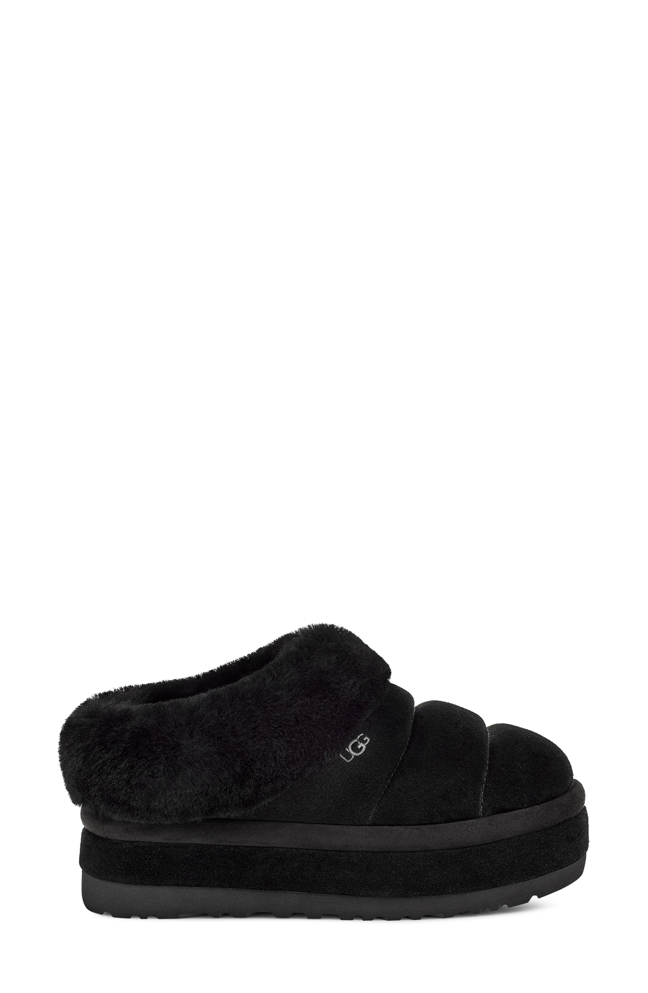 UGG<sup>®</sup> Tazzlita Genuine Shearling Trim Platform Slipper, Alternate, color, Blk