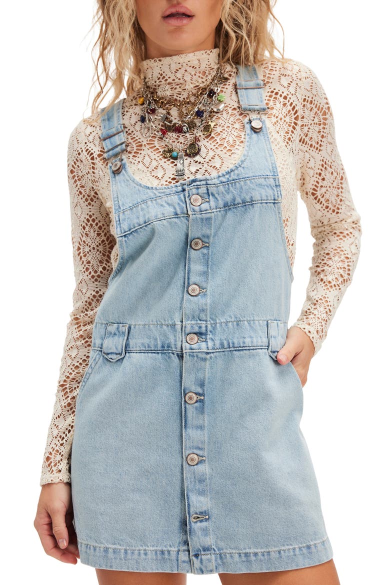 Edie Denim Skirtall, Main, color, BLUE