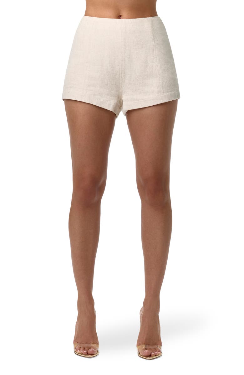Naked Wardrobe San Tropez High Waist Shorts, Main, color, Cream