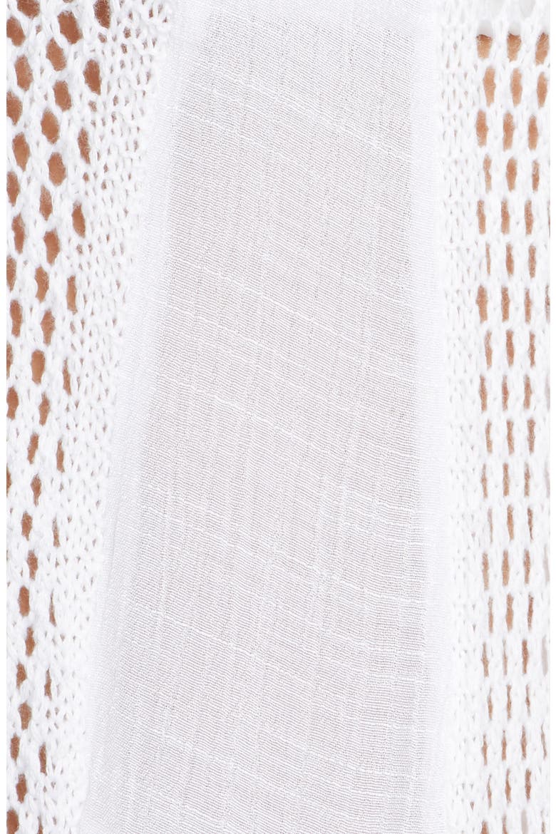 Crochet Panel Swim Cover-Up, Alternate, color, WHITE