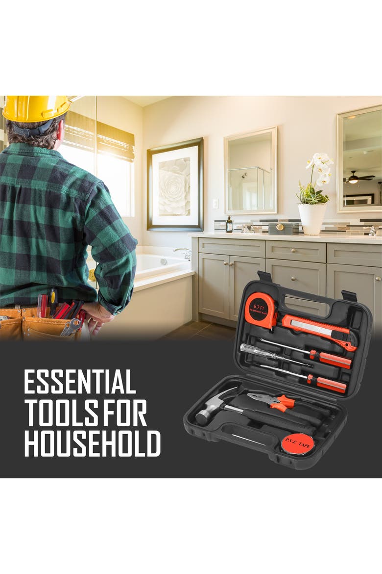 Handy Solutions 9-Piece Household Tool Kit, Alternate, color, Black