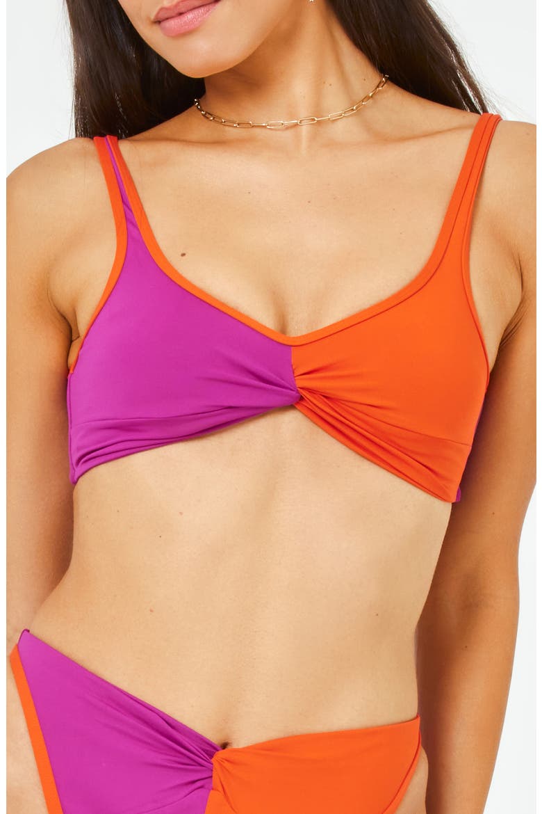 Cardi Colorblock Bikini Top, Main, color, BERRY/ PIMENTO